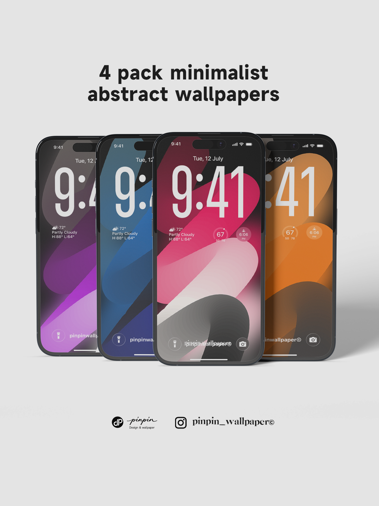 A Minimalist Abstract Wallpaper Pack with 4 Different Color Schemes: 8K HD Lock Screen Wallpapers
