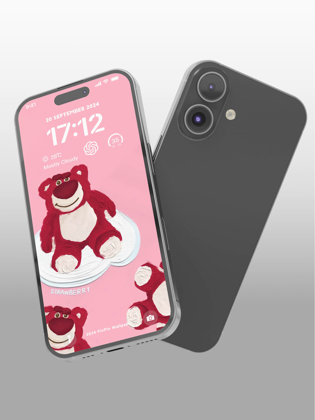 4K HD Phone Wallpaper Background -Pink Strawberry Bear Wallpapers for iPhone and Android