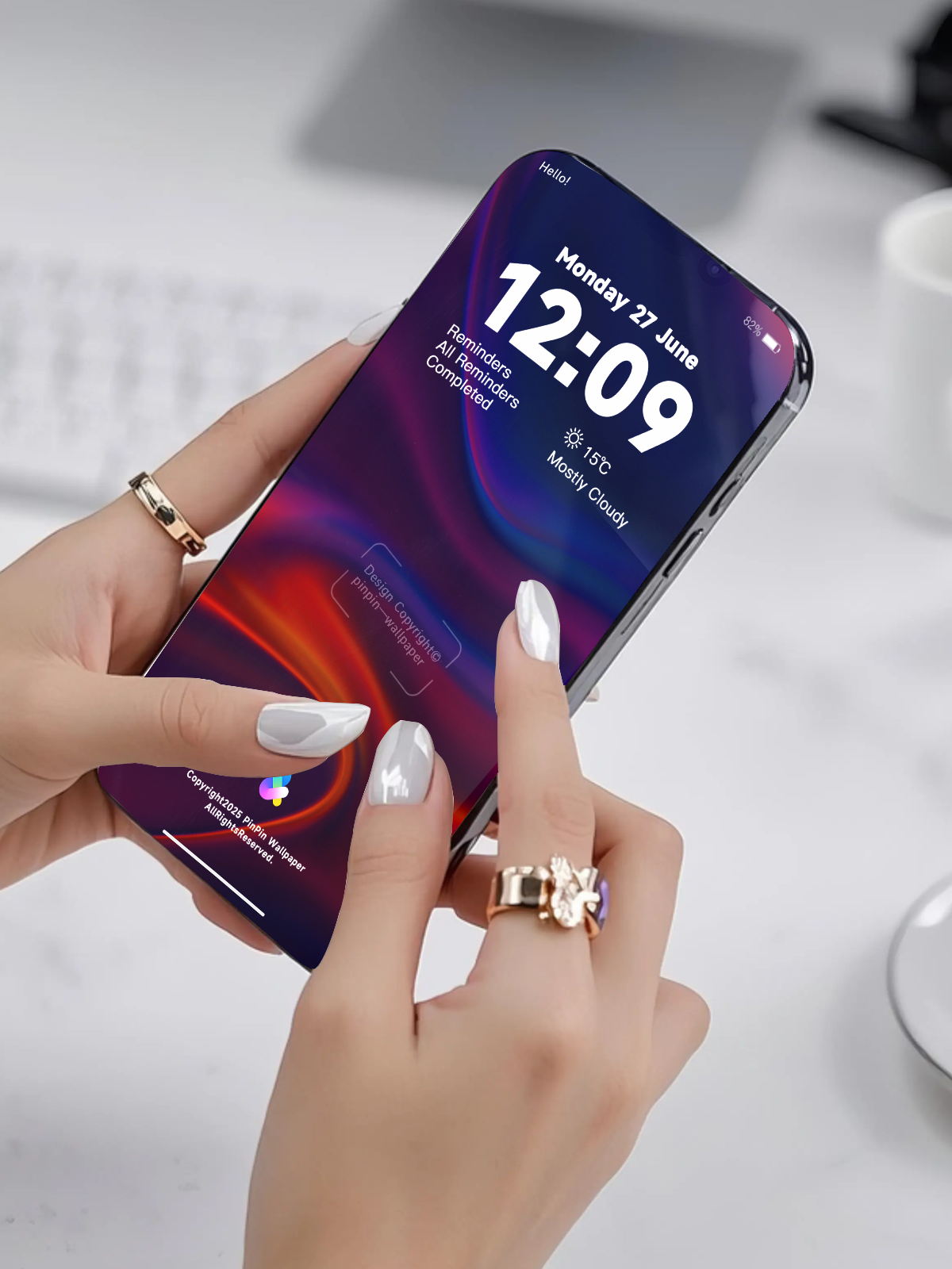 4K HD Phone Wallpaper Background - Minimalist Gradient Style Purple flowers wallpapers for iPhone and Android