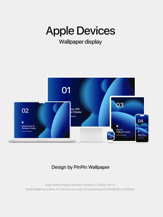 4K HD Apple Devices wallpaper Background Gradient Abstract Style Bule for phone and ipad imac macbook 5 PACK