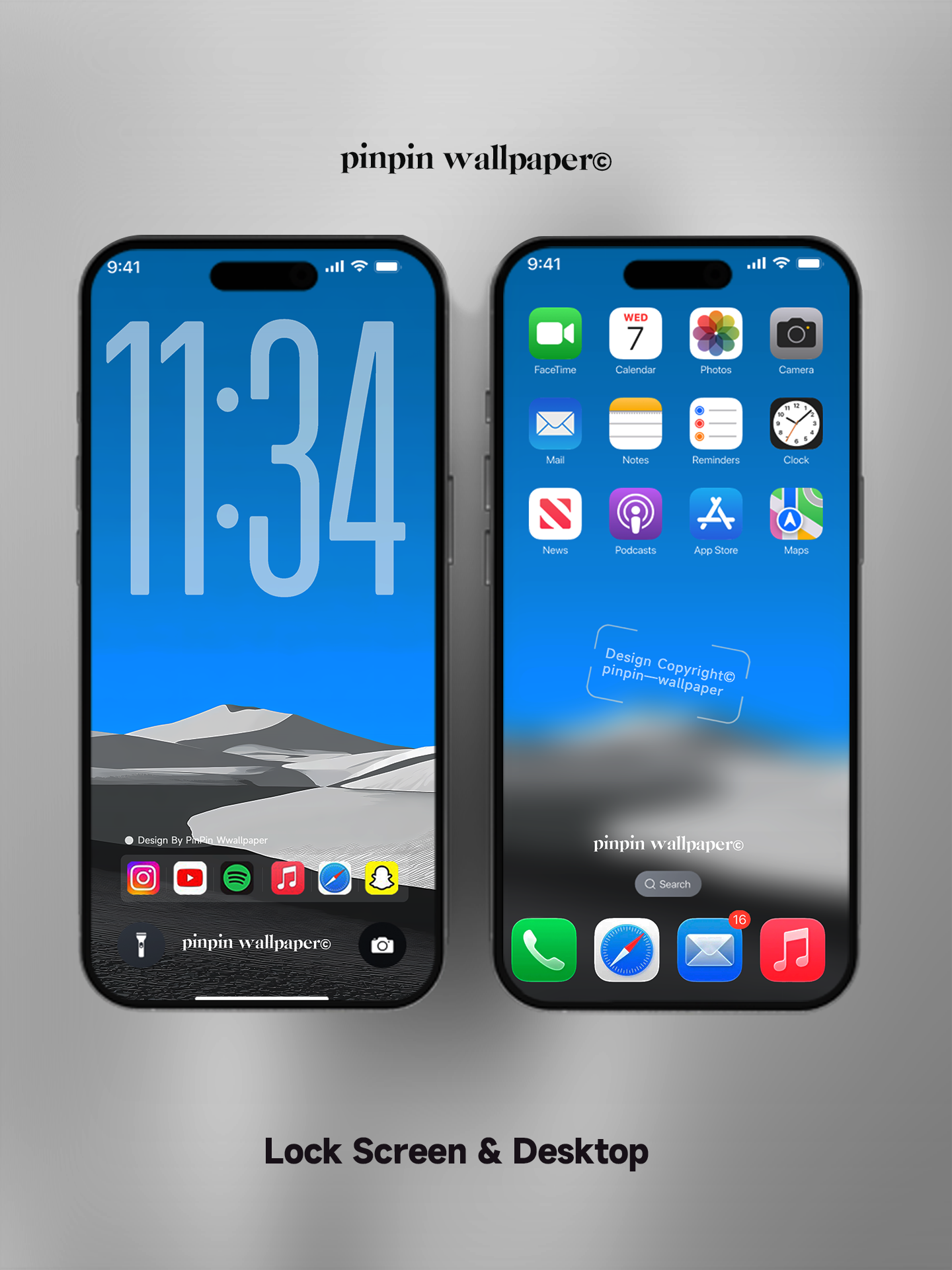4K HD Phone Wallpaper Background - NO.5789 Minimalist Gradient Style bule wallpapers for iPhone and Android