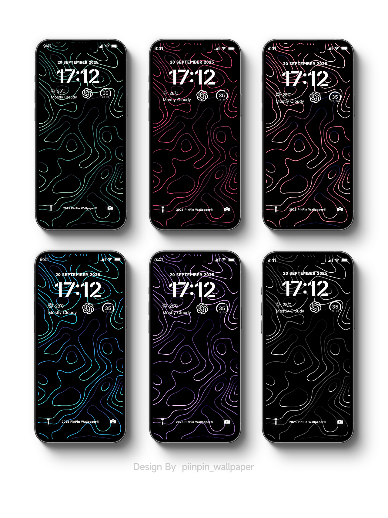 4K HD Wallpaper Background -6pack Minimalist style gradient for iPhone and Android 6PACK