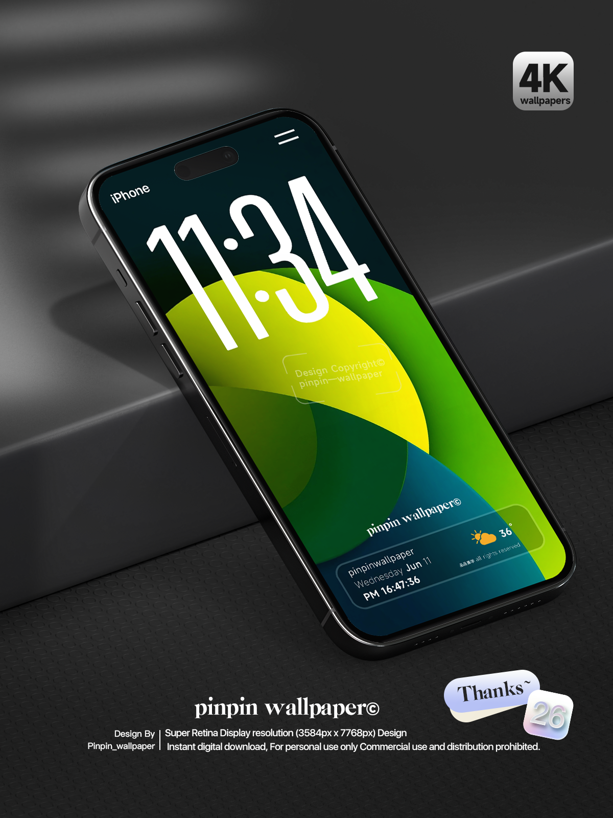 4K HD Phone Wallpaper Background - Minimalist Gradient Style Green wallpapers for iPhone and Android