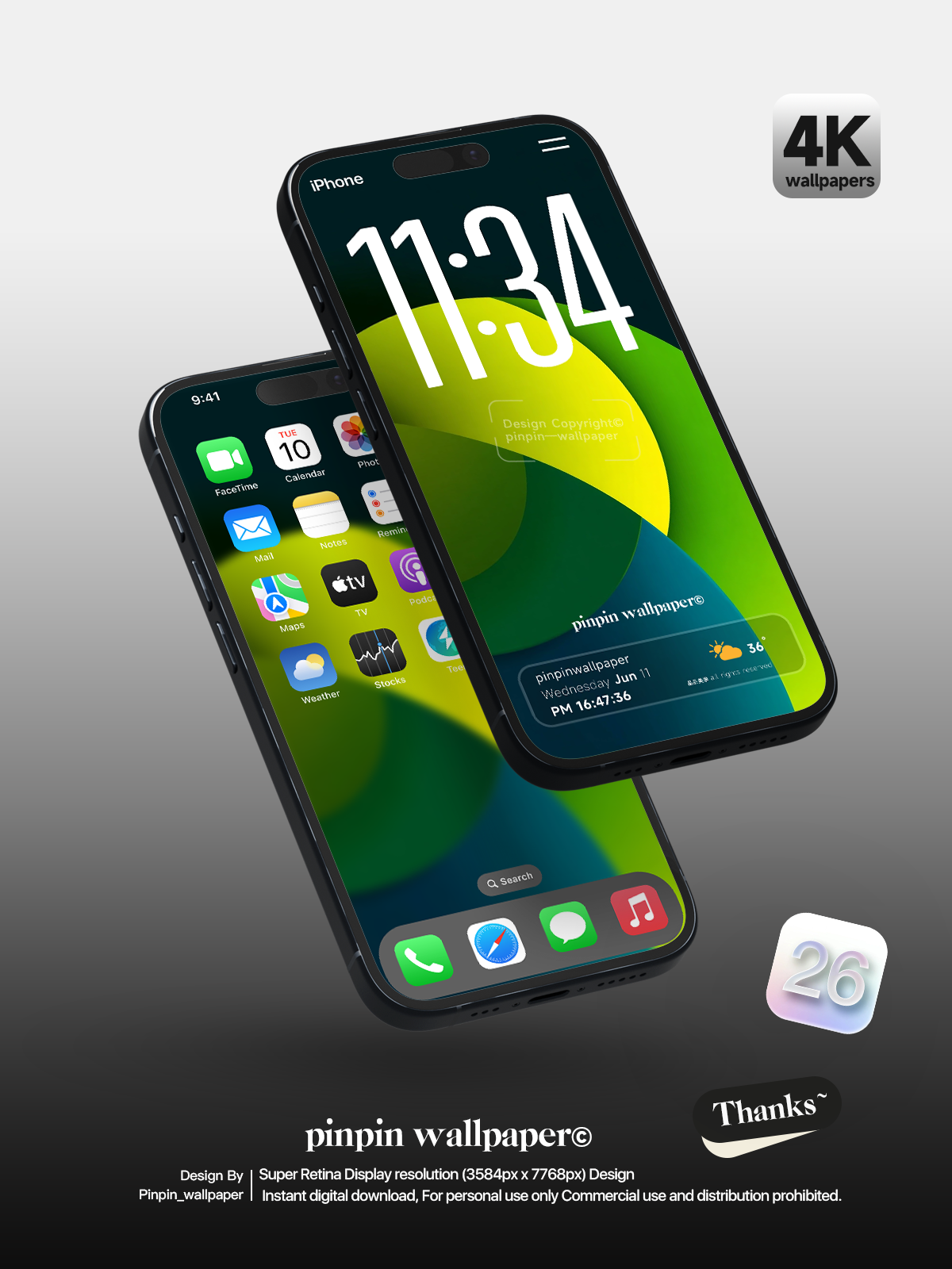 4K HD Phone Wallpaper Background - Minimalist Gradient Style Green wallpapers for iPhone and Android
