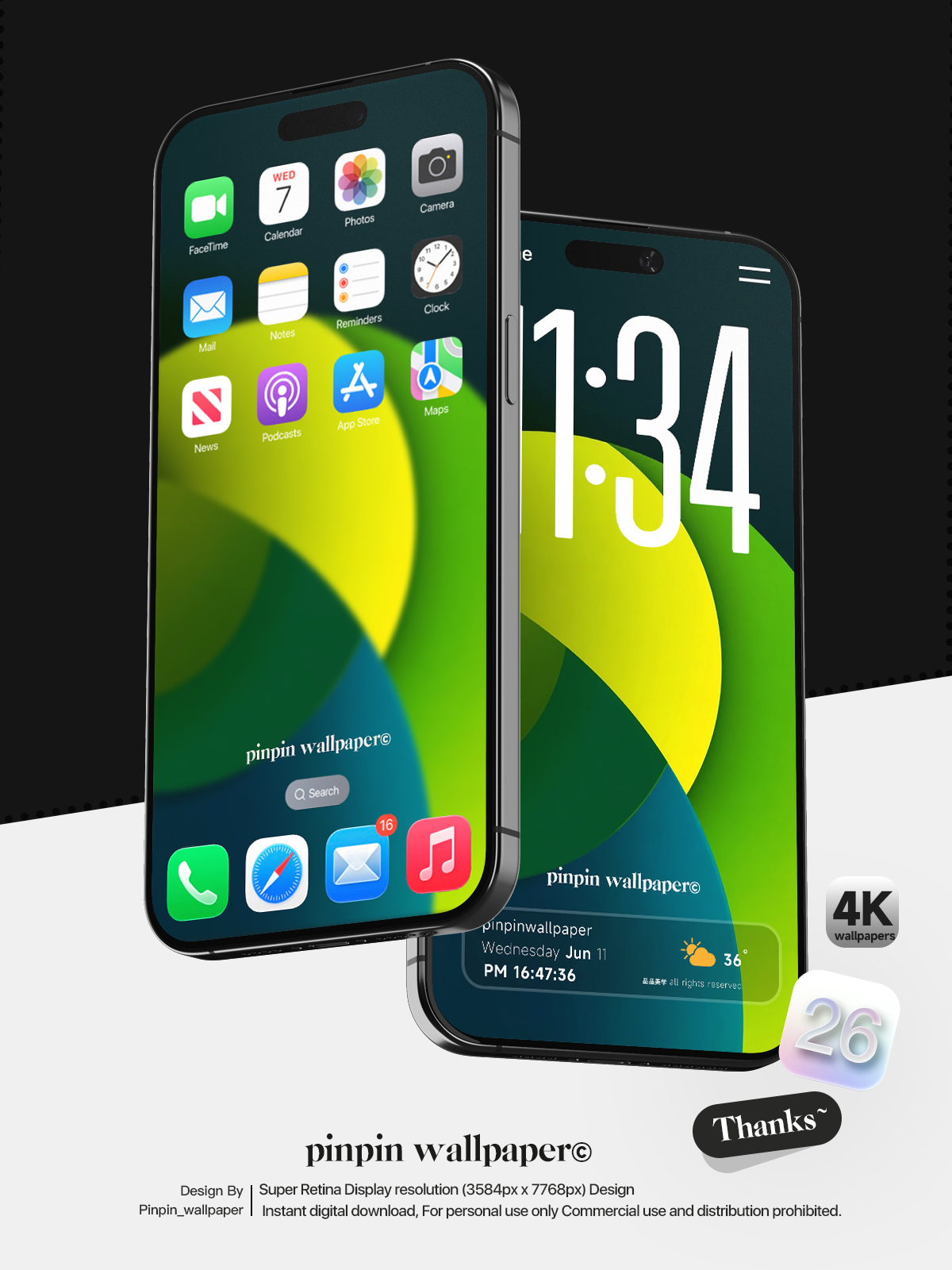 4K HD Phone Wallpaper Background - Minimalist Gradient Style Green wallpapers for iPhone and Android