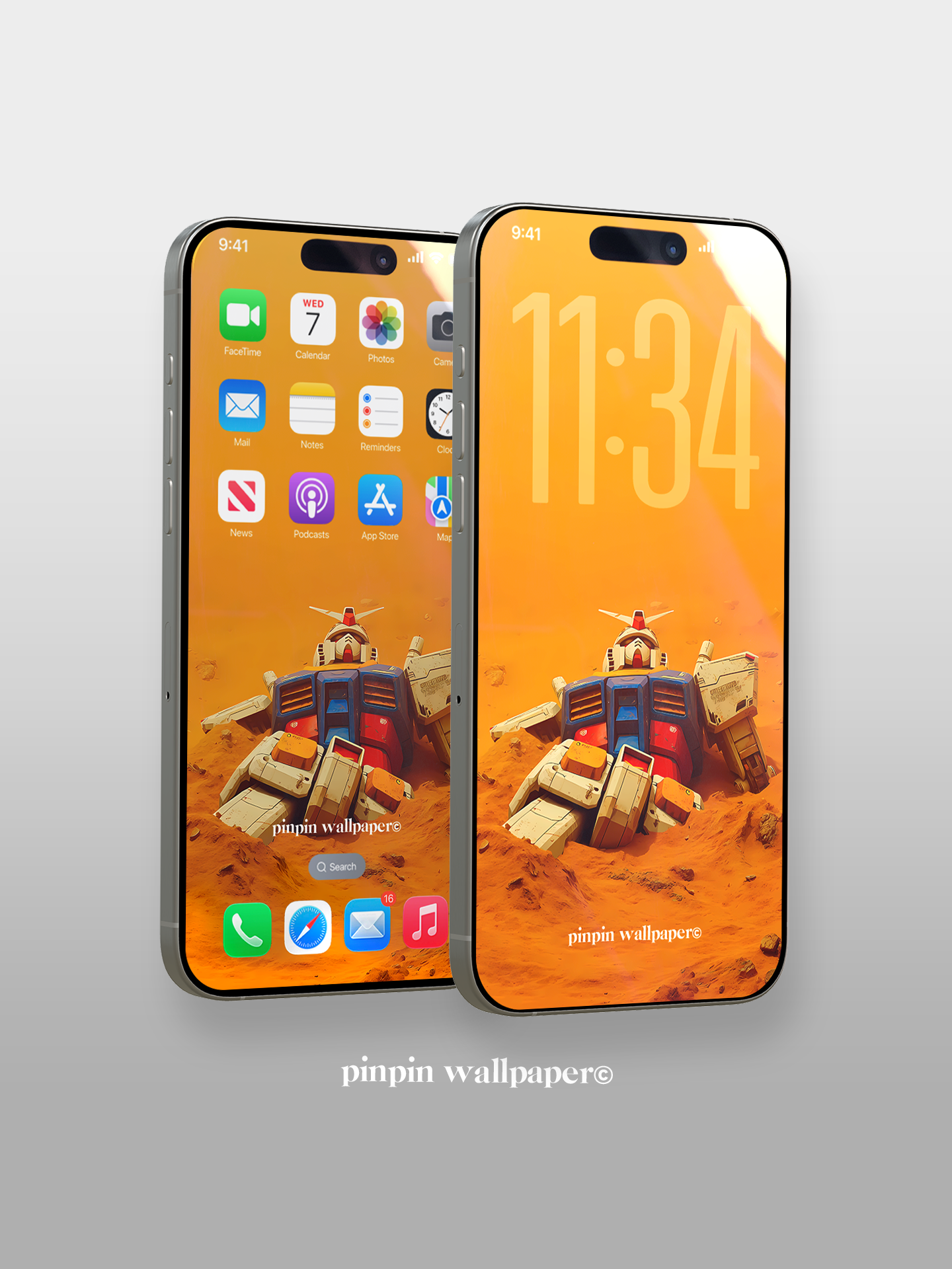 4K HD Mobile Wallpaper Background - NO.5968 Minimalist Gradient Style - Gundam Model phone Wallpaper, Compatible with iPhone and Android Devices