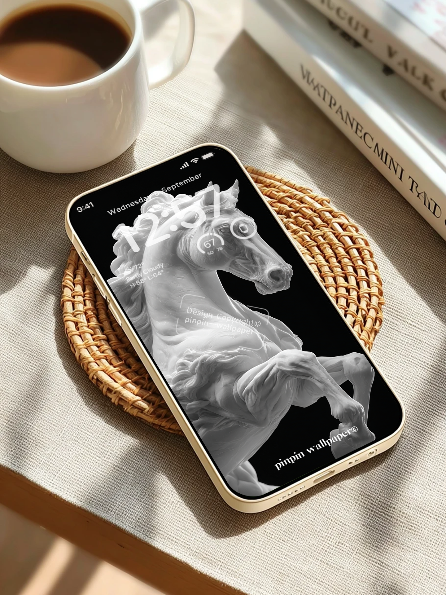 4K HD Phone Wallpaper Background - NO.6023 Horse on a black background Wallpaper, Compatible with iPhone and Android Devices