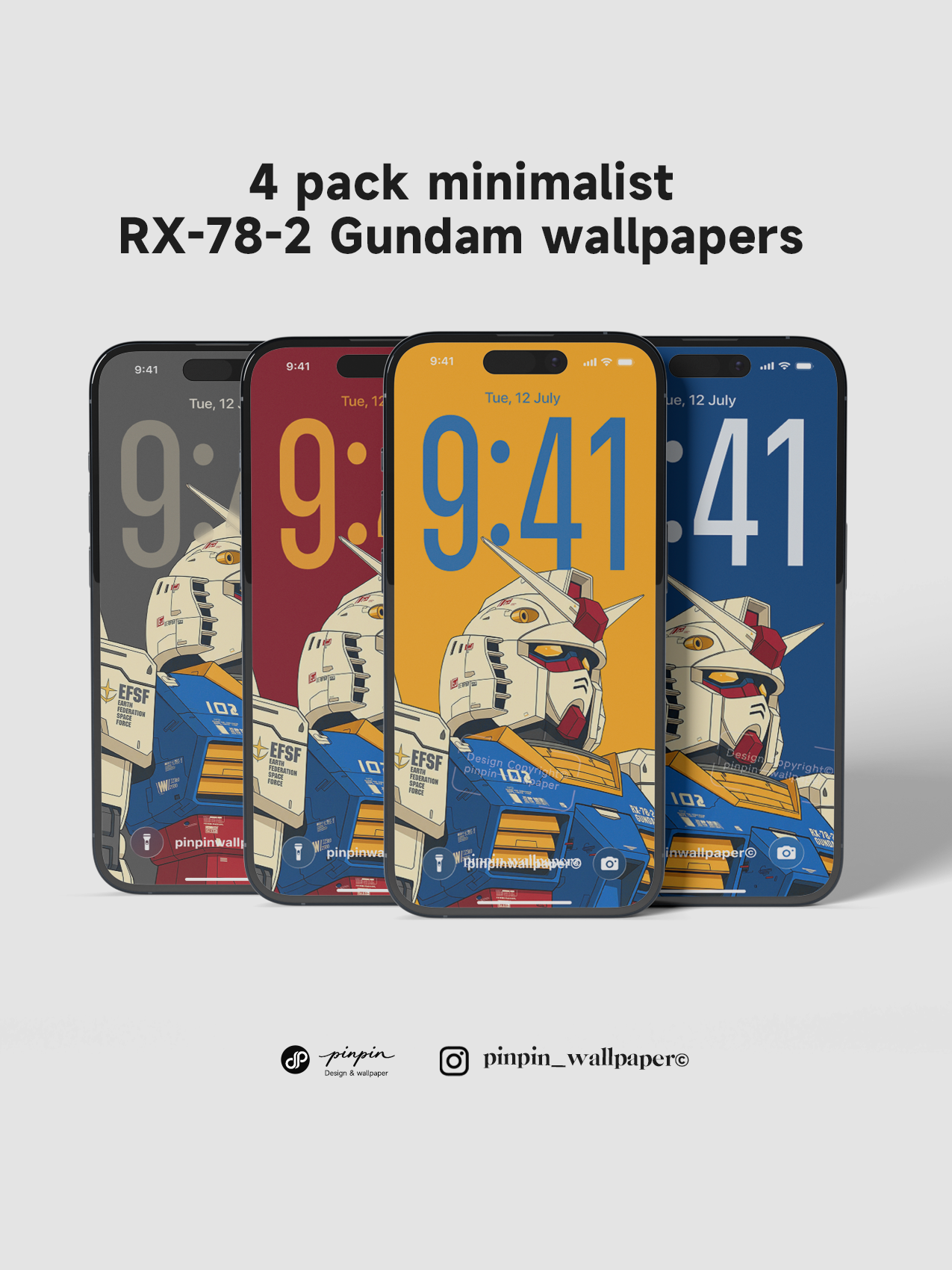 RX-78-2 Gundam Wallpaper Pack with 4 Different Color Schemes: 8K HD Lock Screen Wallpapers