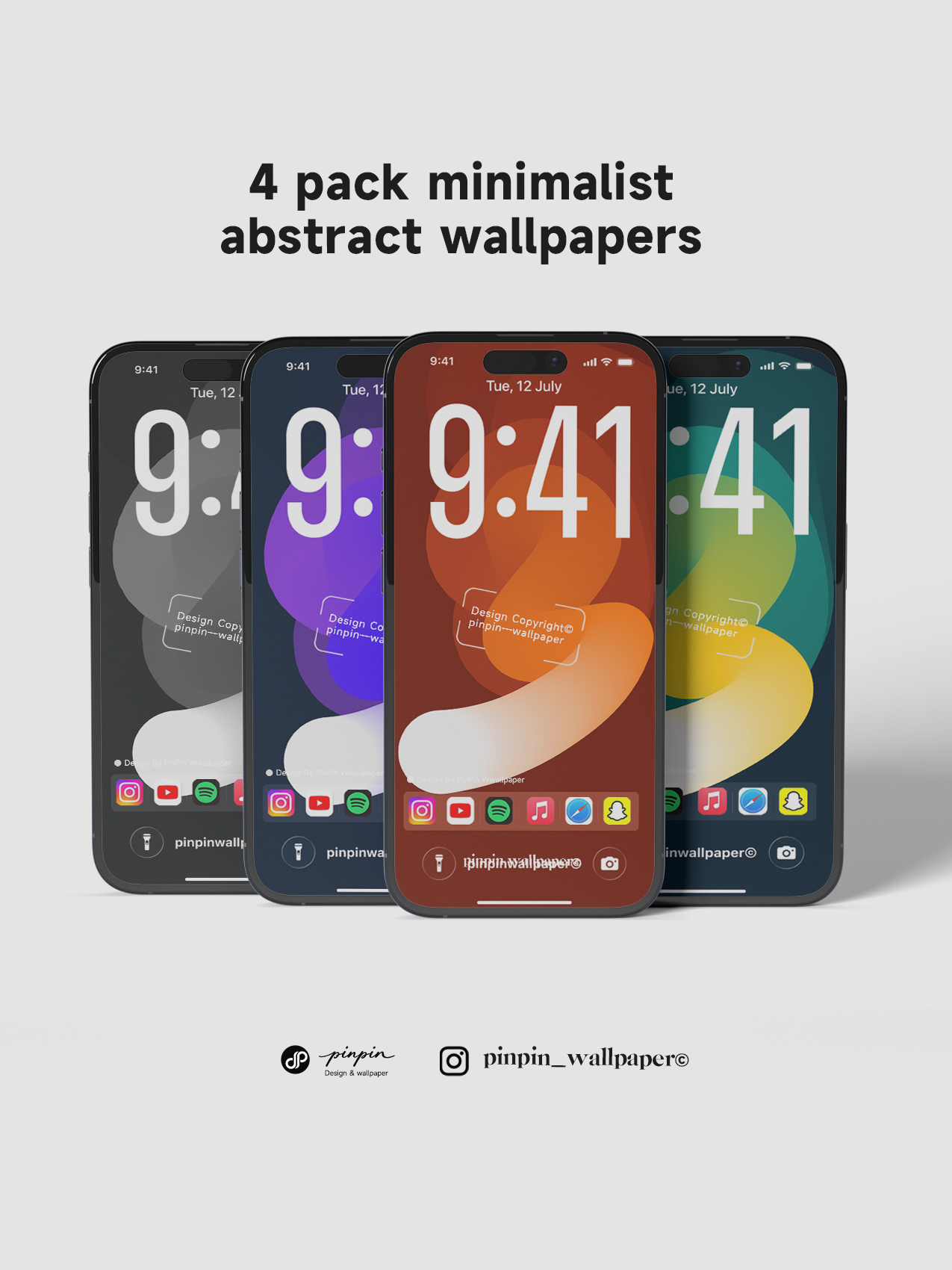 Abstract phone Wallpaper Pack with 4 Different Color Schemes: 8K HD Lock Screen Wallpapers