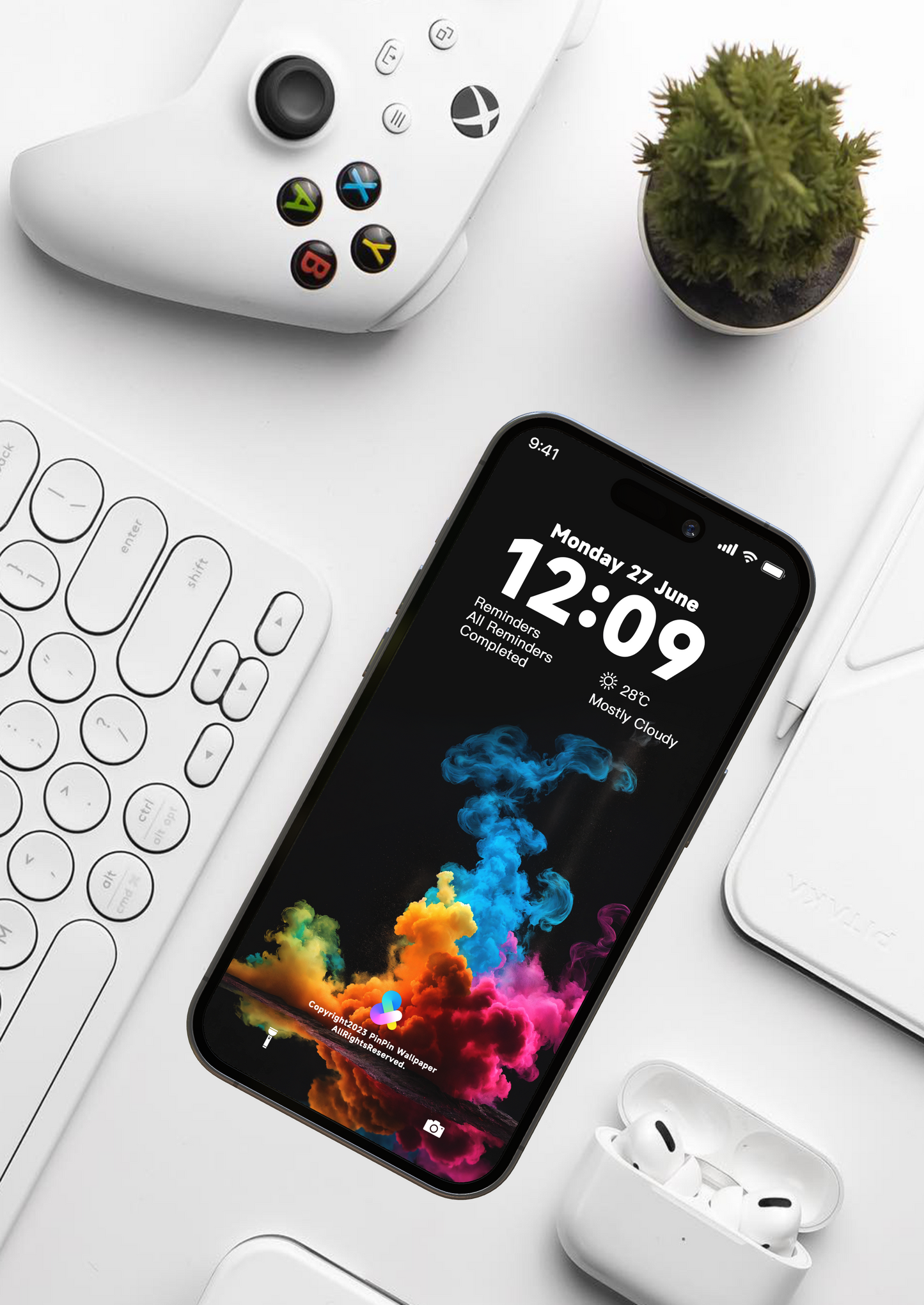 iPhoneとAndroidの4K HD壁紙の背景色の煙の幾何学