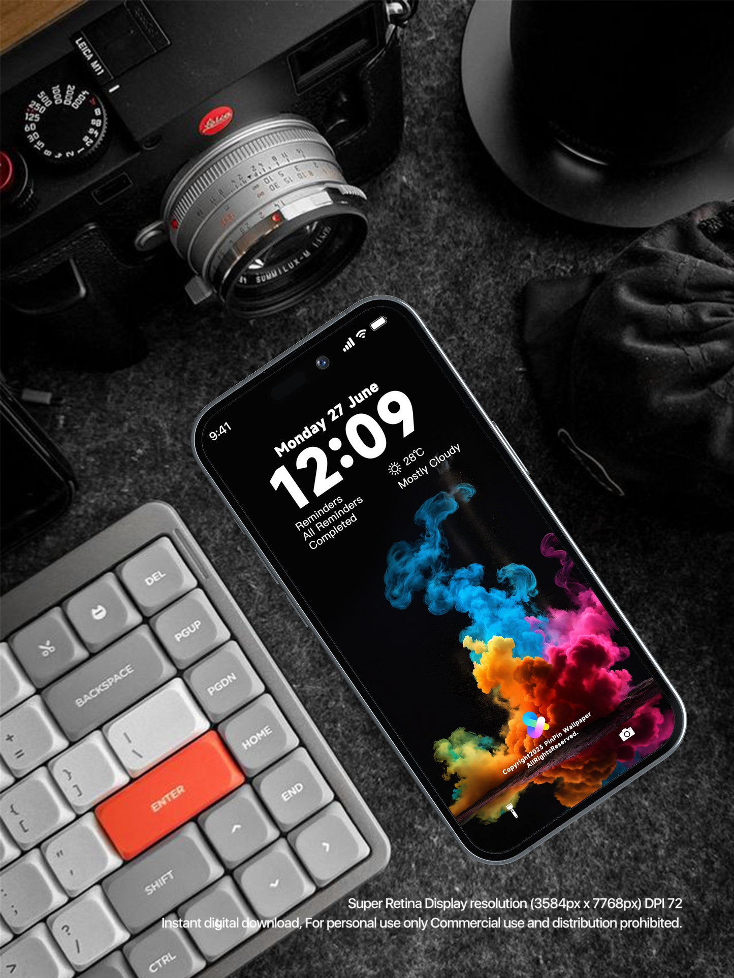iPhoneとAndroidの4K HD壁紙の背景色の煙の幾何学