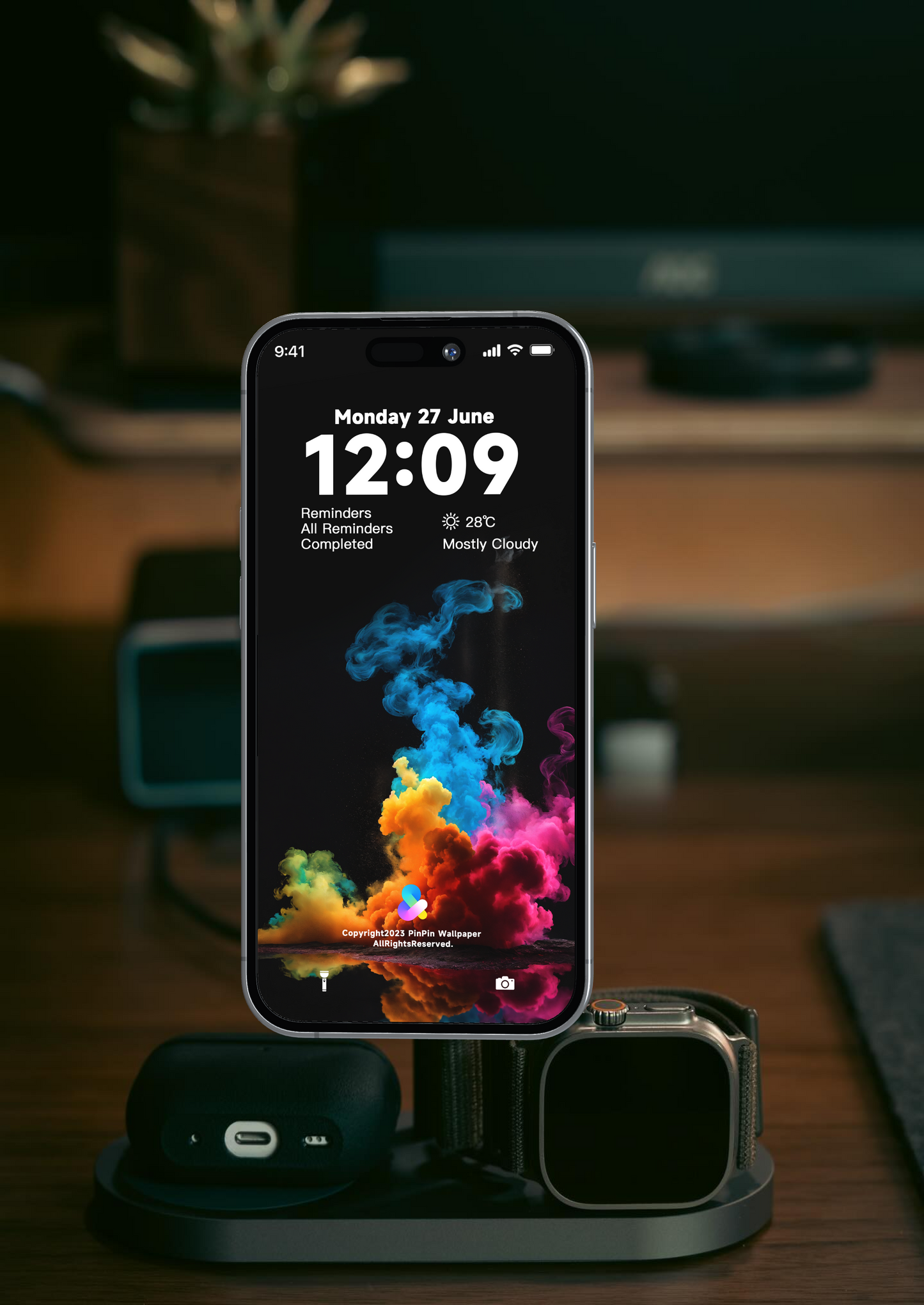 iPhoneとAndroidの4K HD壁紙の背景色の煙の幾何学