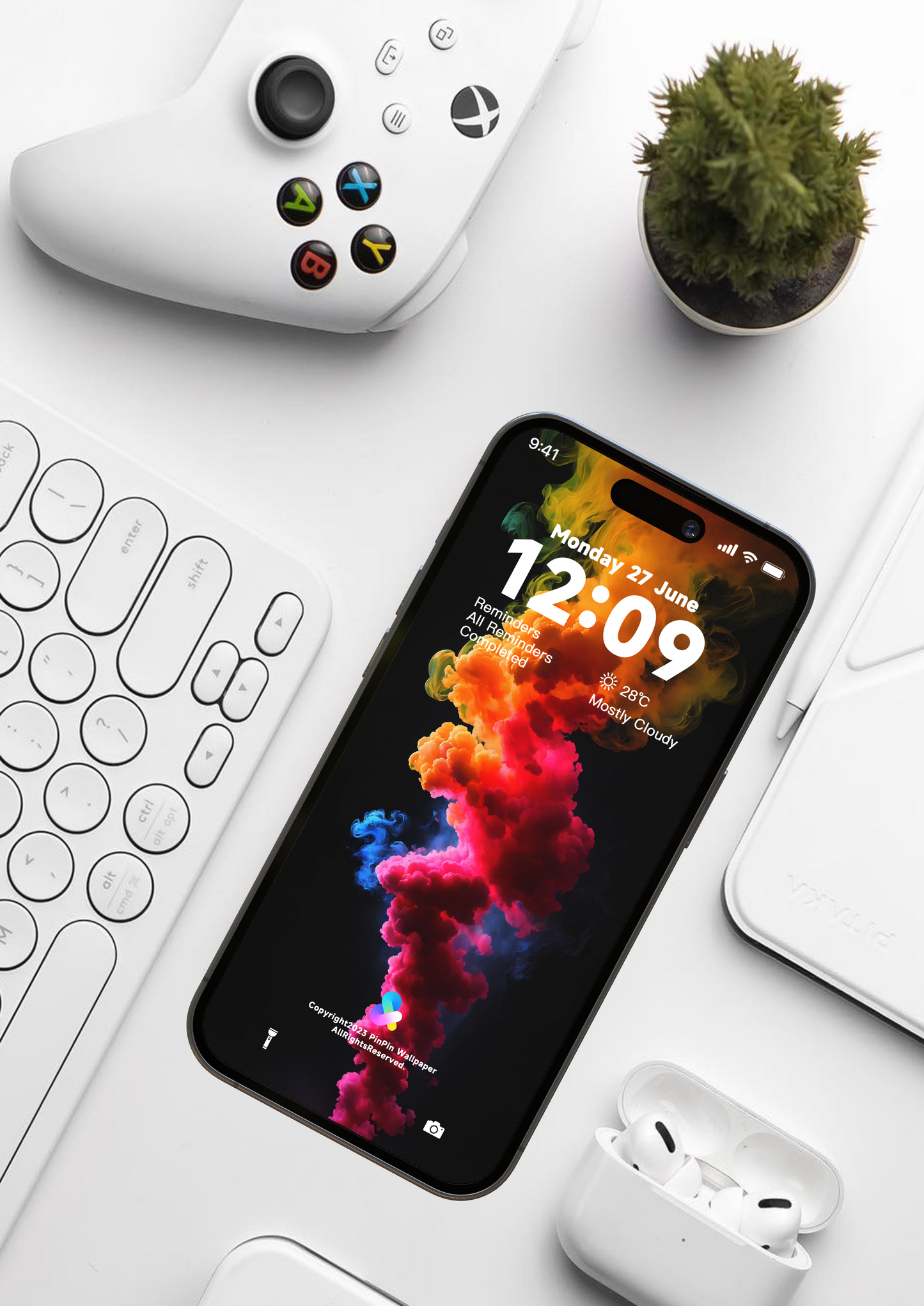 iPhoneとAndroidの4K HD壁紙の背景色の煙の幾何学