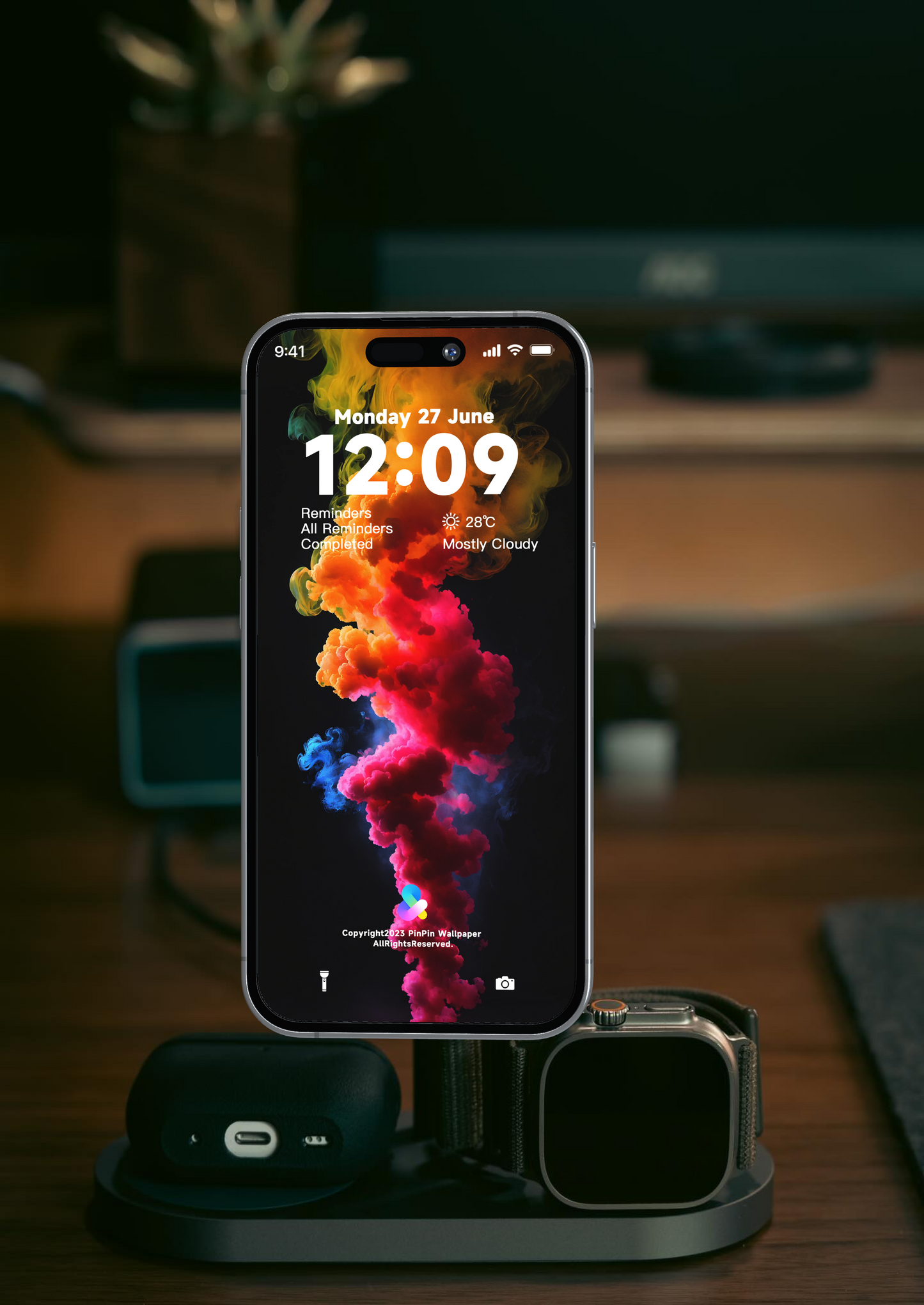 iPhoneとAndroidの4K HD壁紙の背景色の煙の幾何学