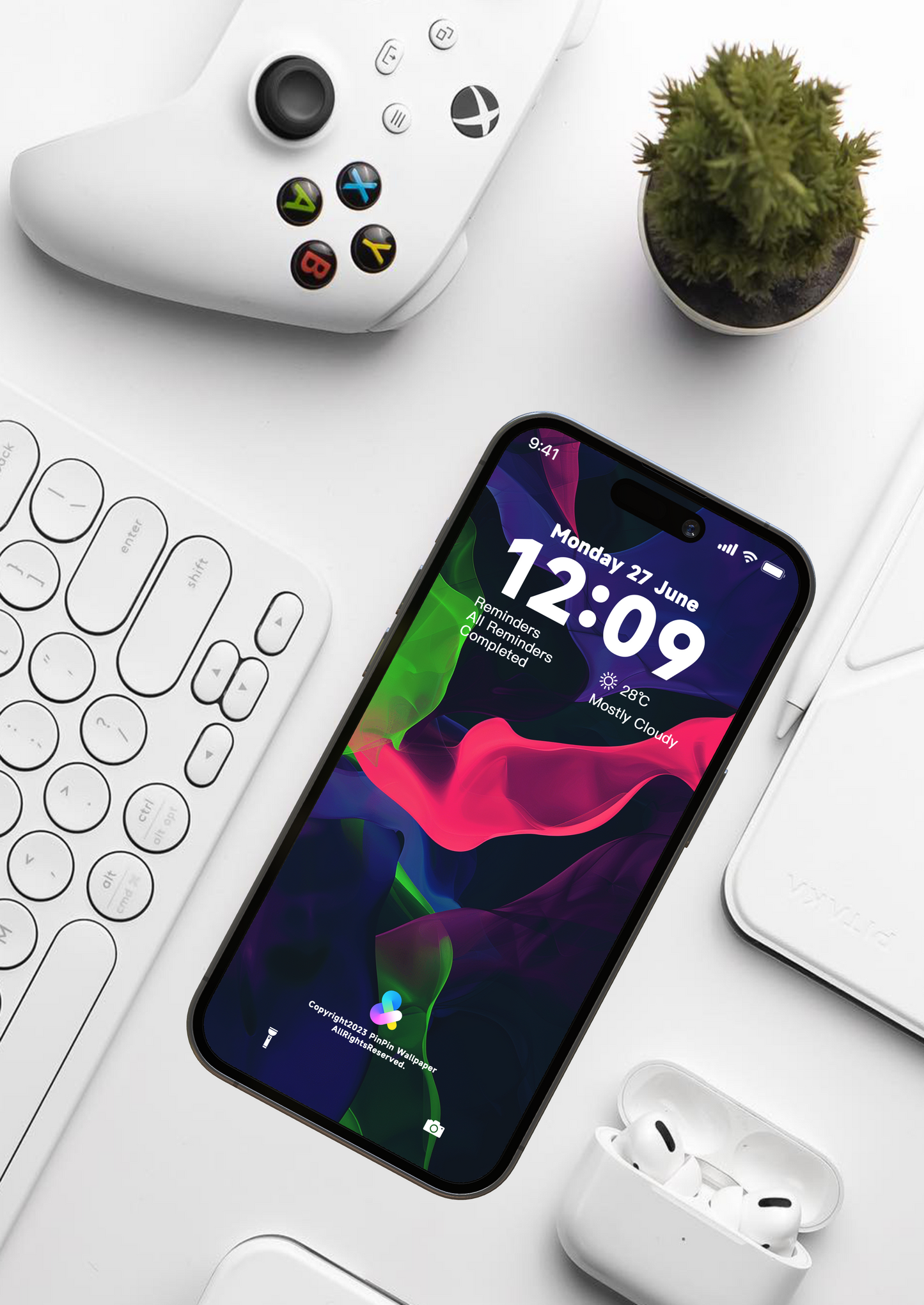 iPhone と Android 向けの 4K HD 壁紙の背景 - 幾何学的抽象パターン