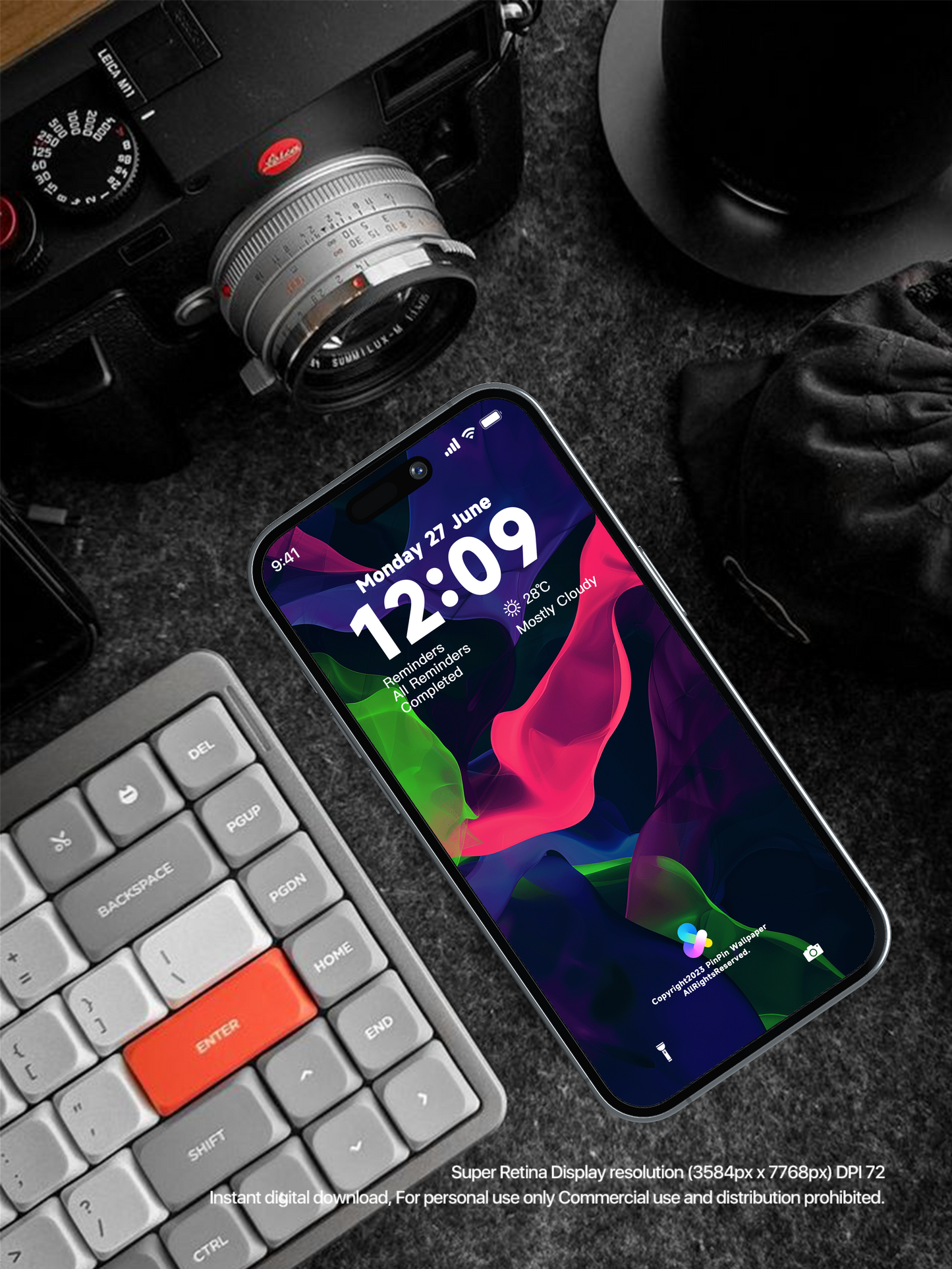 iPhone と Android 向けの 4K HD 壁紙の背景 - 幾何学的抽象パターン