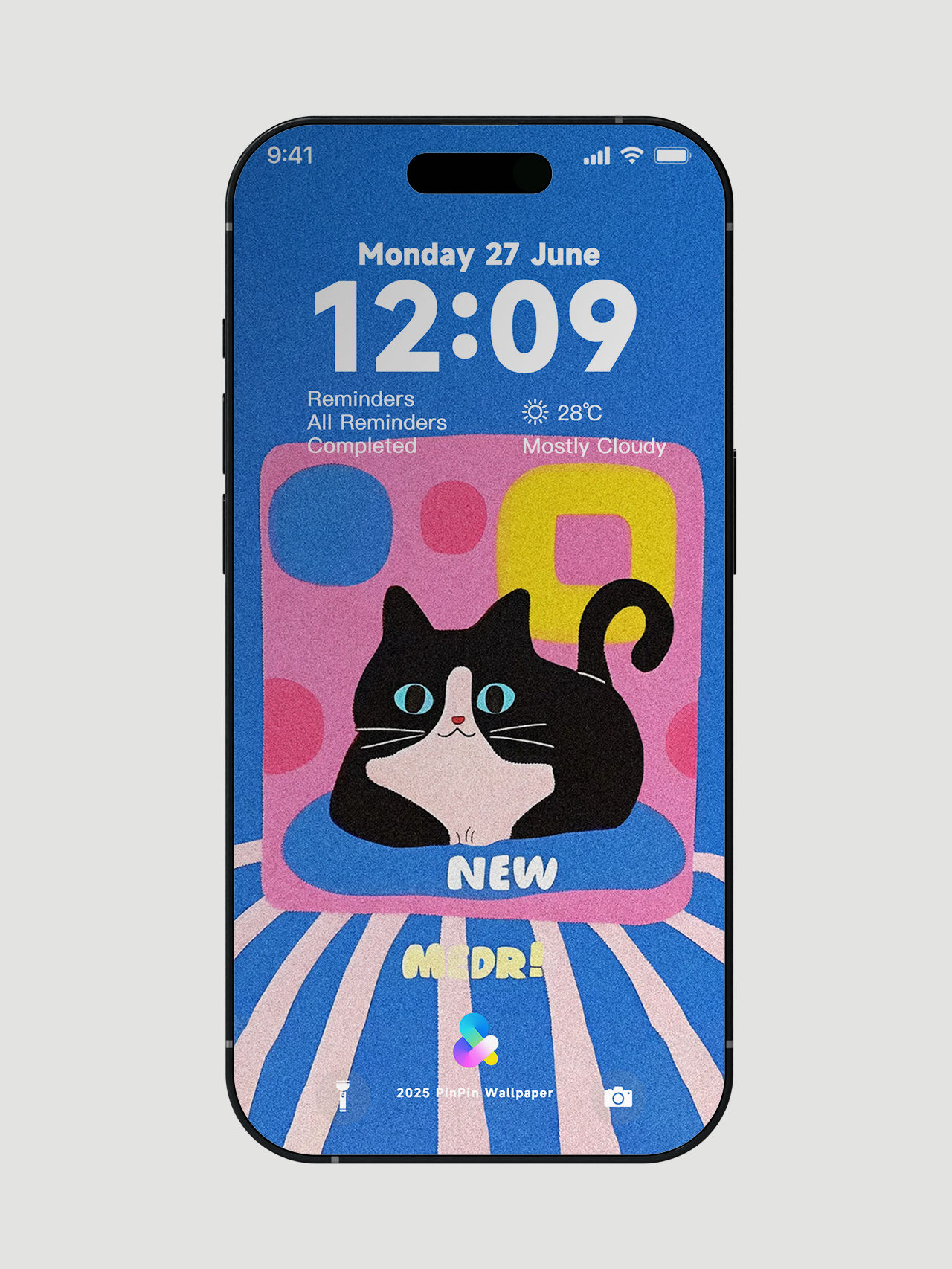 4K HD Wallpaper Background - Minimalist style Black Cat Illustration for iPhone and Android 6PACK