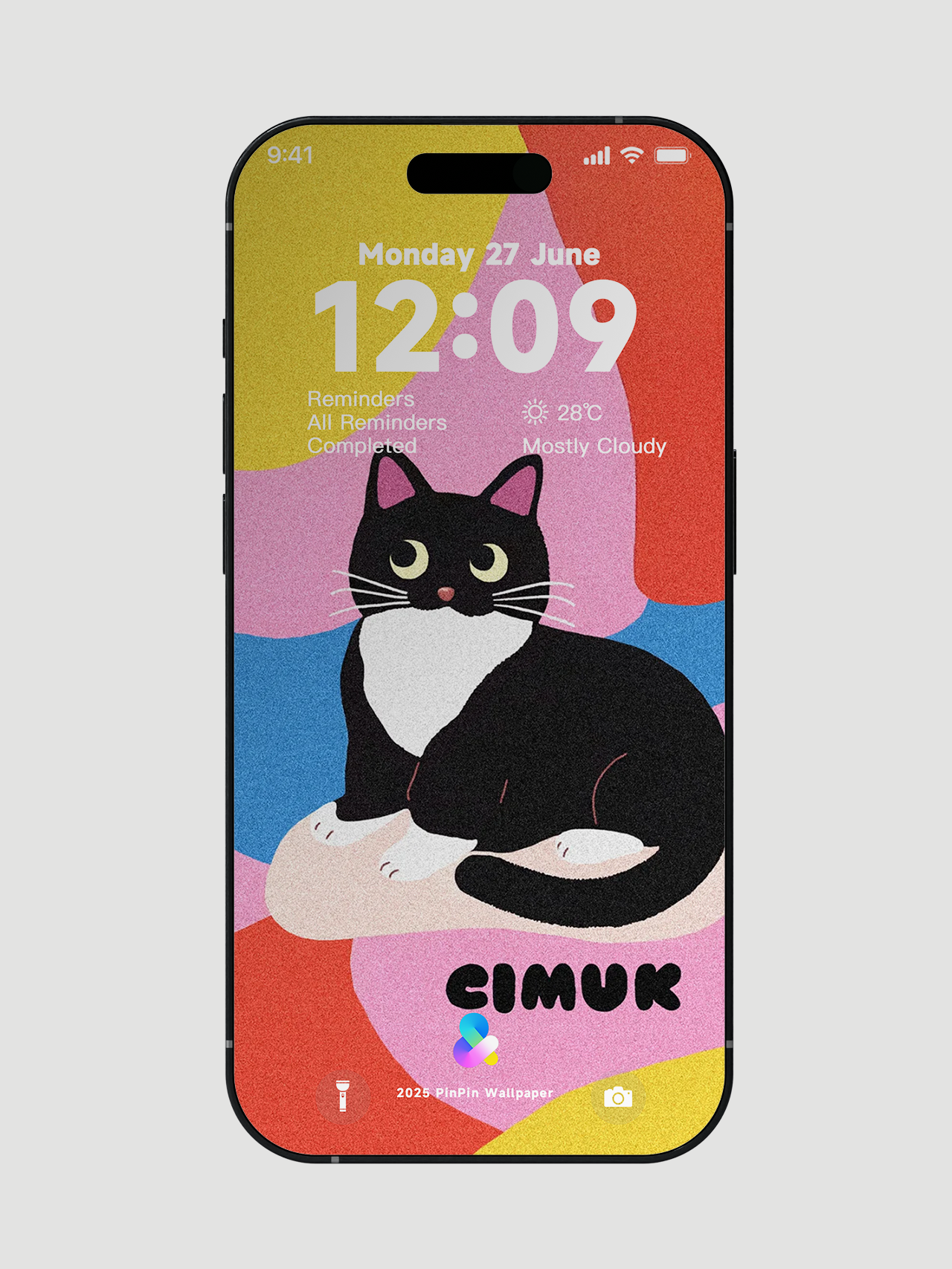 4K HD Wallpaper Background - Minimalist style Black Cat Illustration for iPhone and Android 6PACK