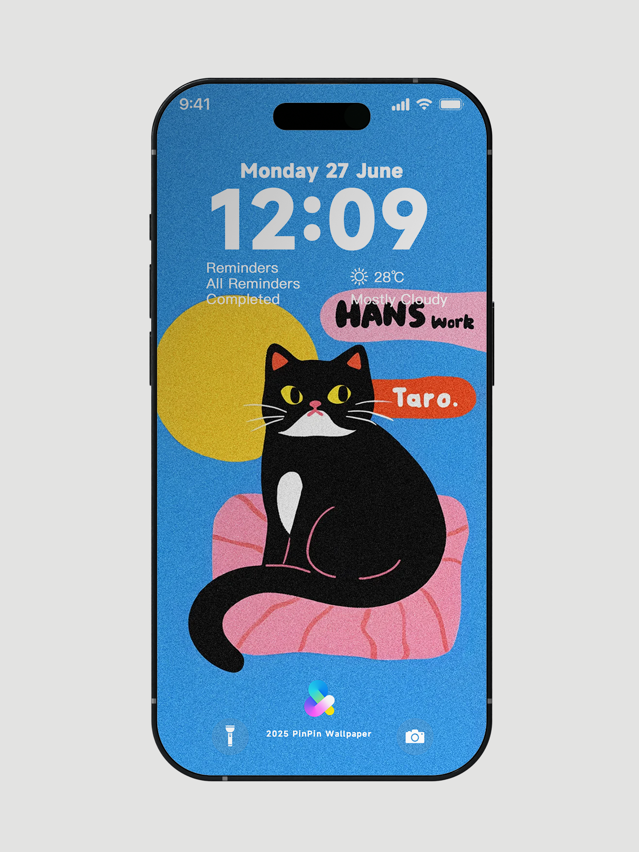 4K HD Wallpaper Background - Minimalist style Black Cat Illustration for iPhone and Android 6PACK