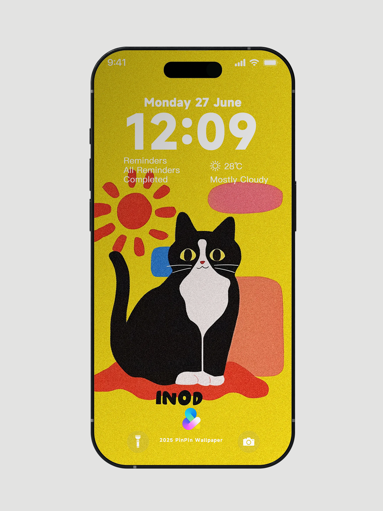 4K HD Wallpaper Background - Minimalist style Black Cat Illustration for iPhone and Android 6PACK