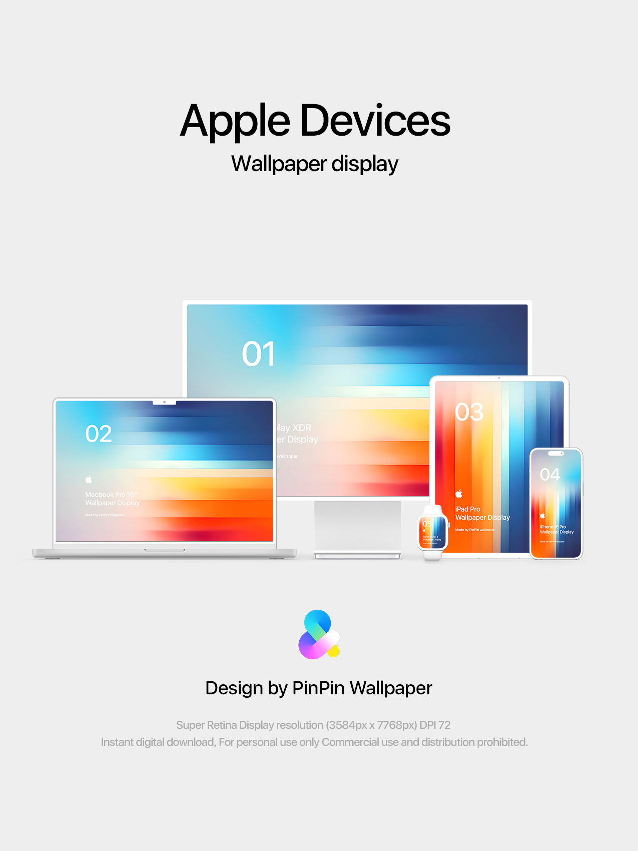 4K HD Apple Devices wallpaper Background Gradient Abstract Style for phone and ipad imac macbook 5 PACK