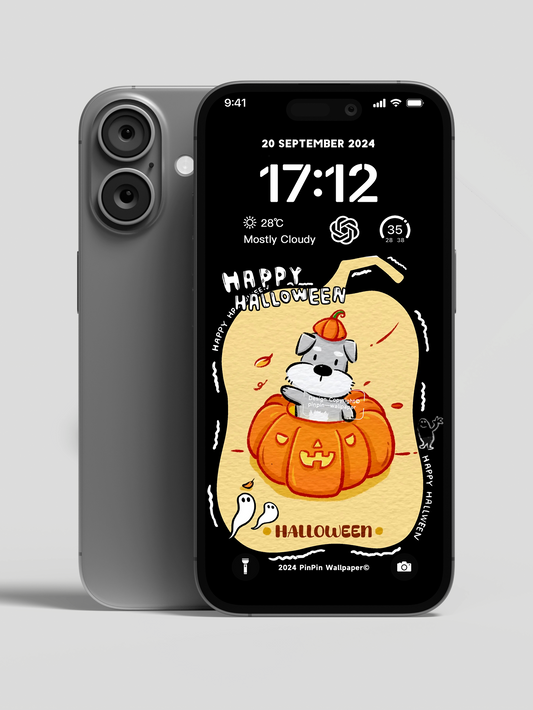 4K HD Phone Wallpaper Background -minimalist style A Dog's Halloween for iPhone and Android