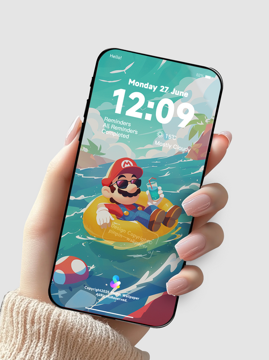 4K HD Phone Wallpaper Background -  Minimalist Gradient Style summer Mario  wallpapers for iPhone and Android