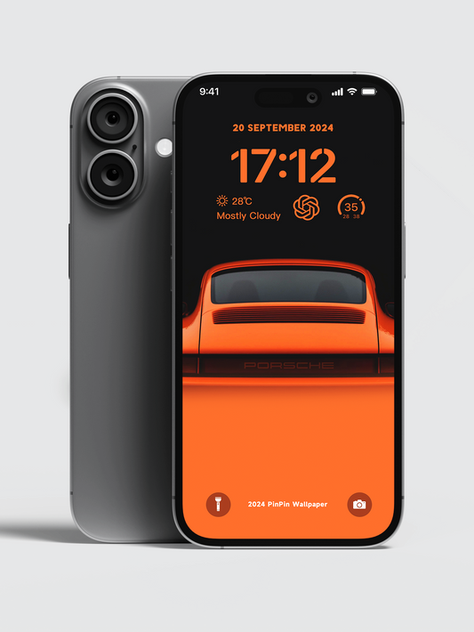 4K HD Phone Wallpaper Background -orange Porsche Car for iPhone and Android