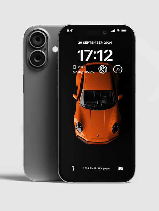 4K HD Phone Wallpaper Background -orange Porsche Car for iPhone and Android