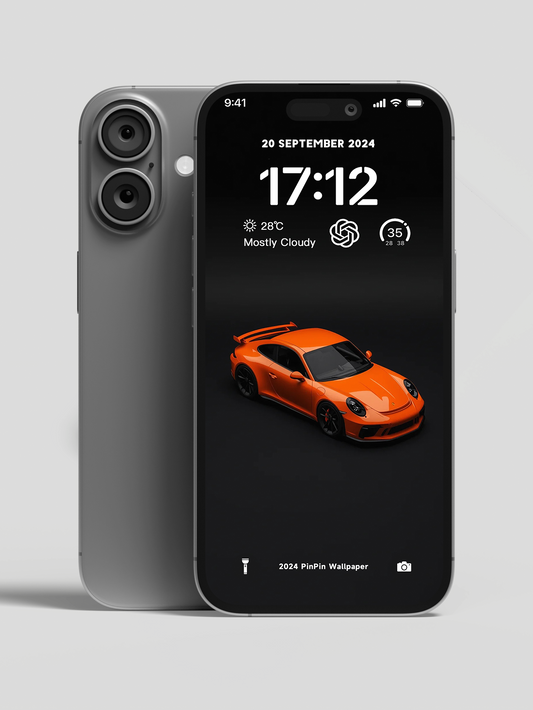 4K HD Phone Wallpaper Background -orange Porsche Car for iPhone and Android