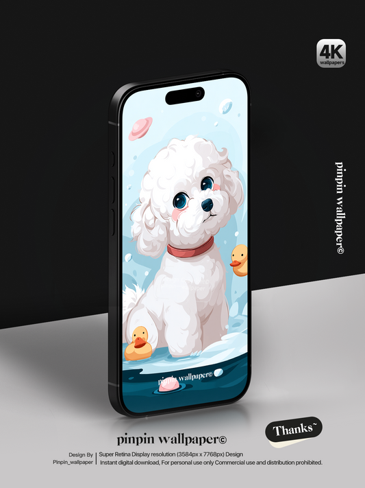 4K HD cell phone wallpaper backgrounds - Cartoon style teddy dog wallpaper for iPhone and Android