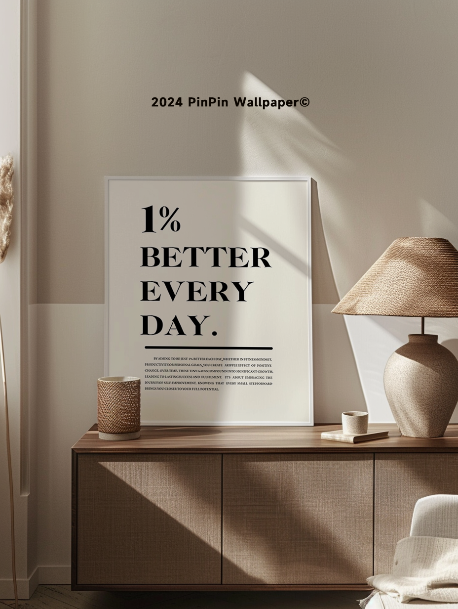 Póster motivacional 1% Better Everyday para una decoración minimalista del hogar o la oficina