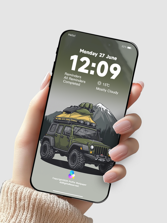4K HD Phone Wallpaper Background -  Minimalist Gradient Style Camping & Jeep car wallpapers for iPhone and Android