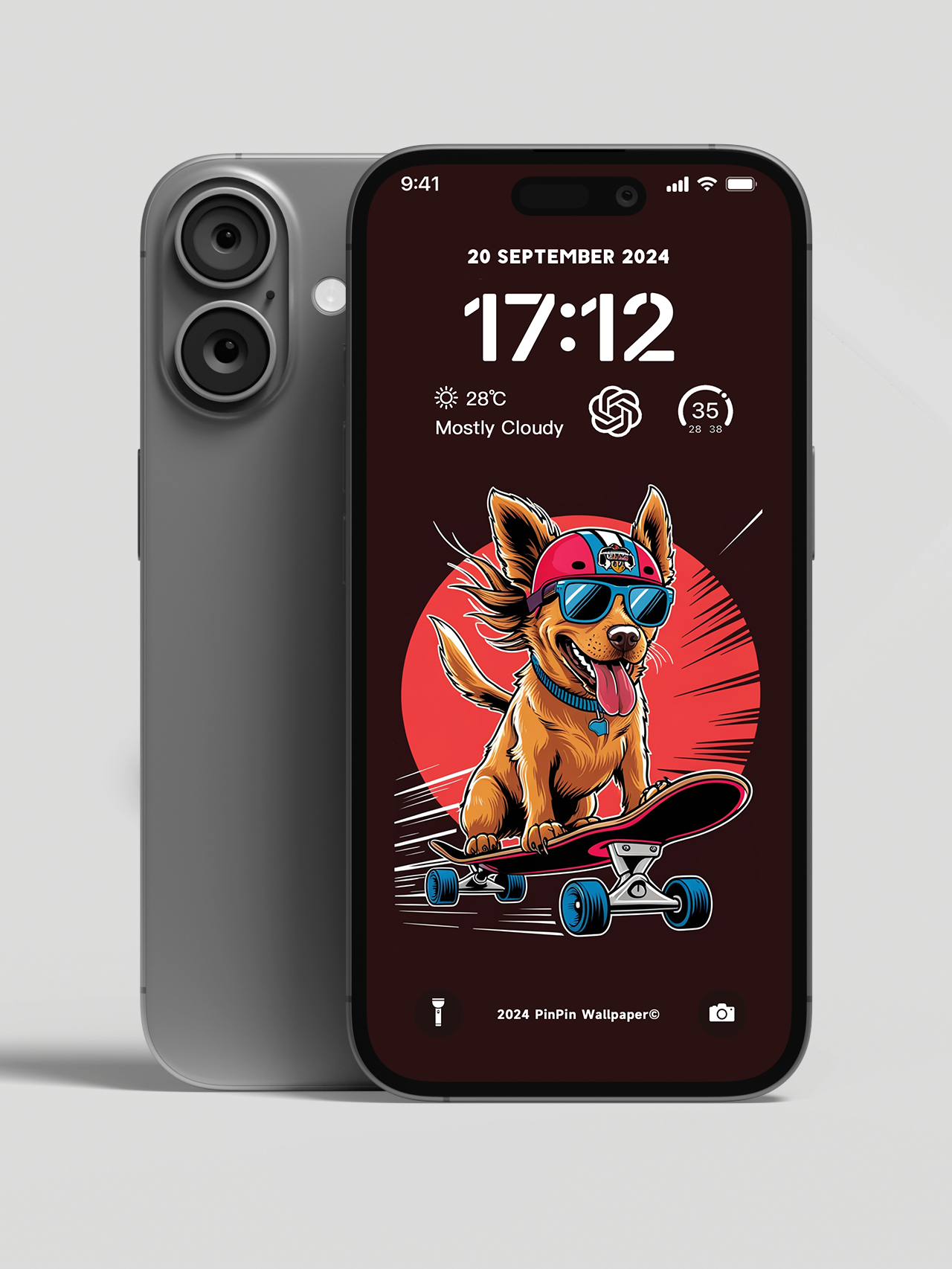 4K HD Phone Wallpaper Background -minimalist style  02 Dogs and Skateboarding for iPhone and Android