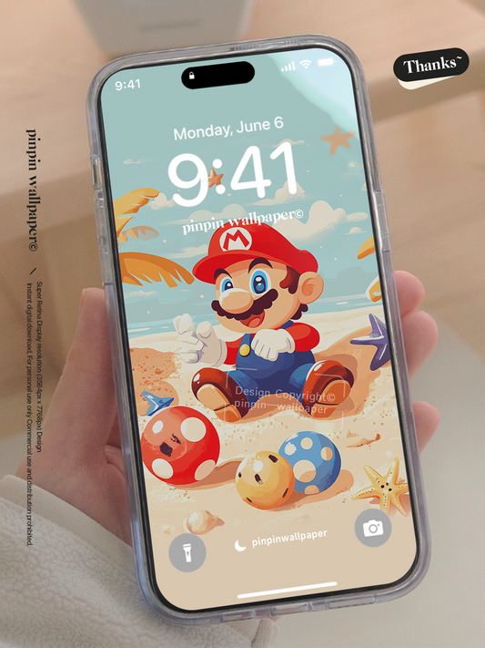 4K HD Phone Wallpaper Background -  Minimalist Gradient Style summer Mario  wallpapers for iPhone and Android