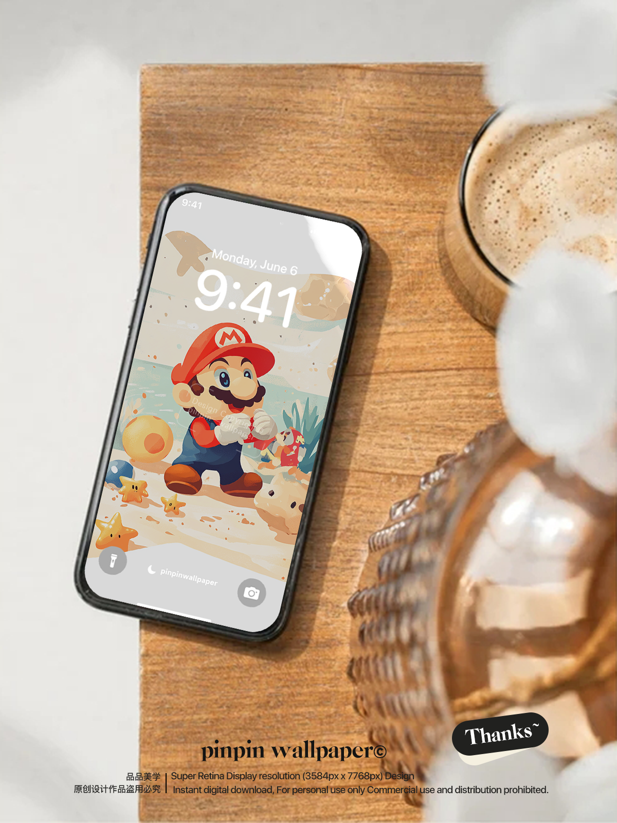 4K HD Phone Wallpaper Background -  Minimalist Gradient Style summer Mario  wallpapers for iPhone and Android