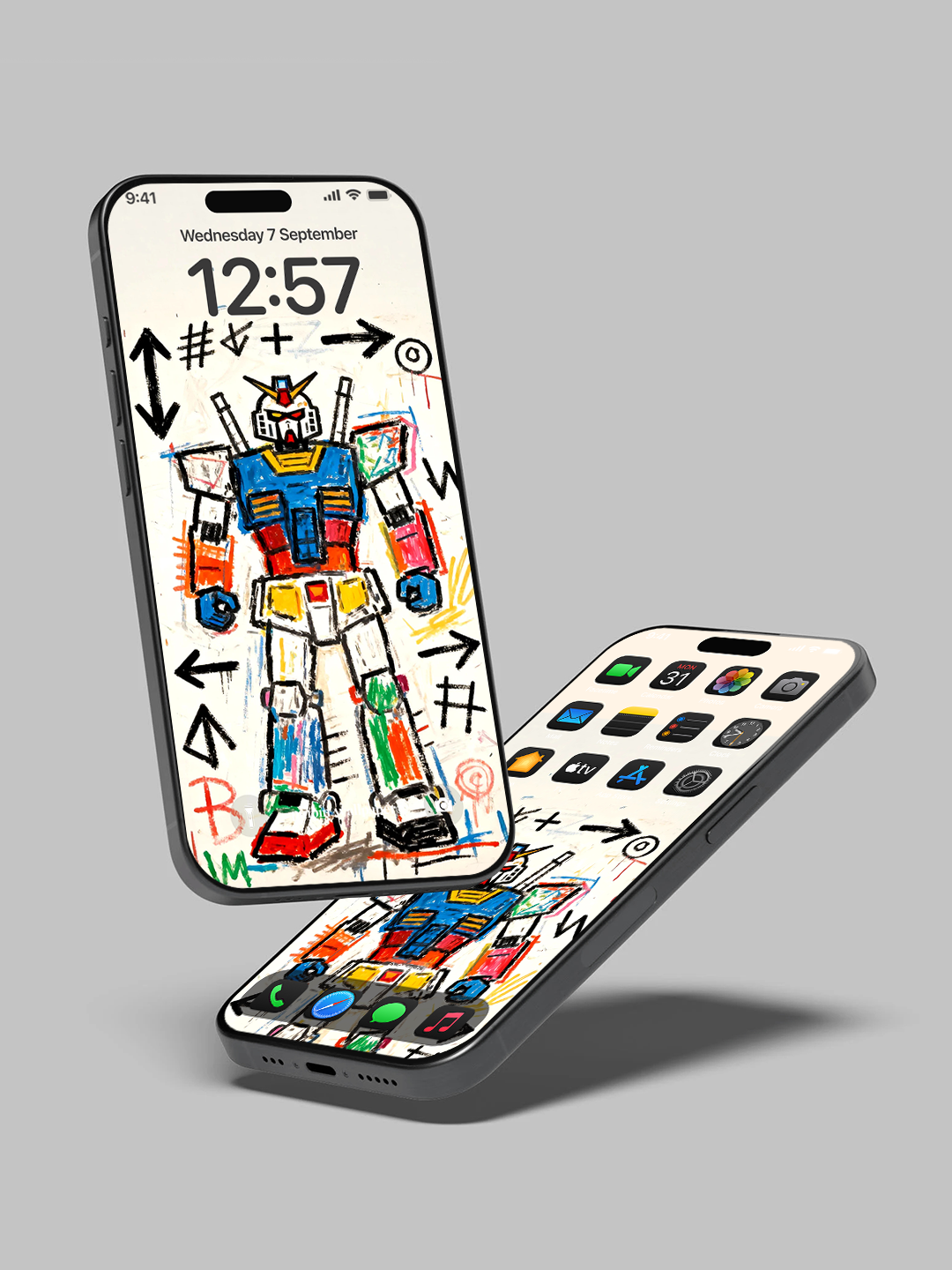 4K HD Phone Wallpaper Background - NO.6155 Minimalist Gradient Style Graffiti Gundam  wallpapers for iPhone and Android
