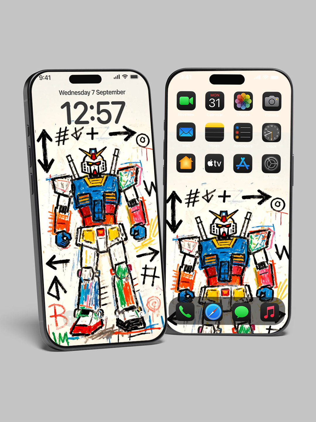 4K HD Phone Wallpaper Background - NO.6155 Minimalist Gradient Style Graffiti Gundam  wallpapers for iPhone and Android