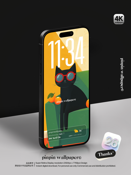 4K HD Phone Wallpaper Background -  Minimalist Gradient Style  Illustration of a cat01 wallpapers for iPhone and Android