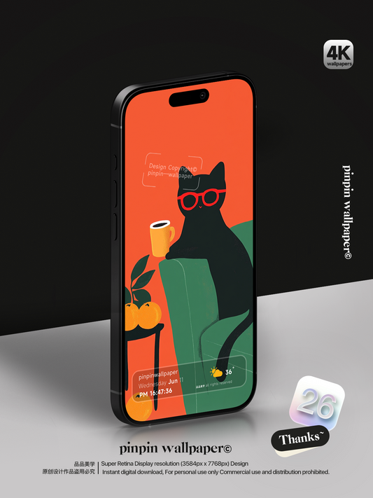 4K HD Phone Wallpaper Background -  Minimalist Gradient Style  Illustration of a cat02 wallpapers for iPhone and Android