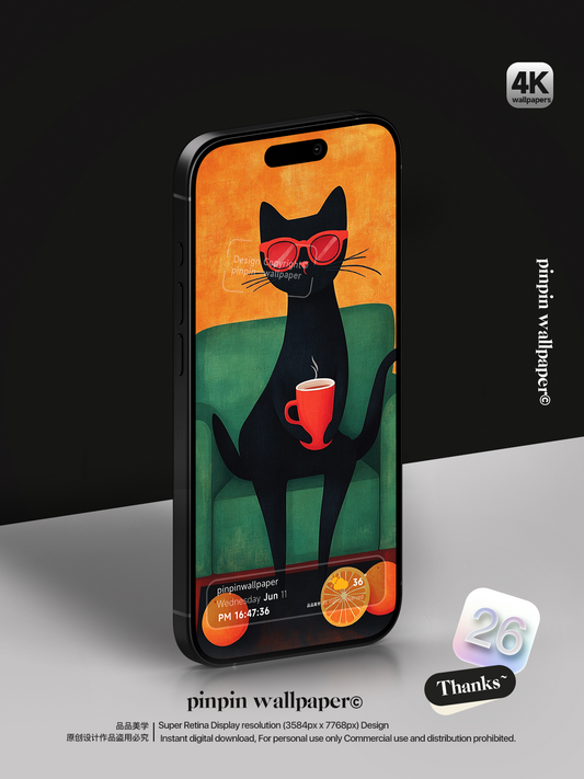 4K HD Phone Wallpaper Background -  Minimalist Gradient Style  Illustration of a cat03 wallpapers for iPhone and Android