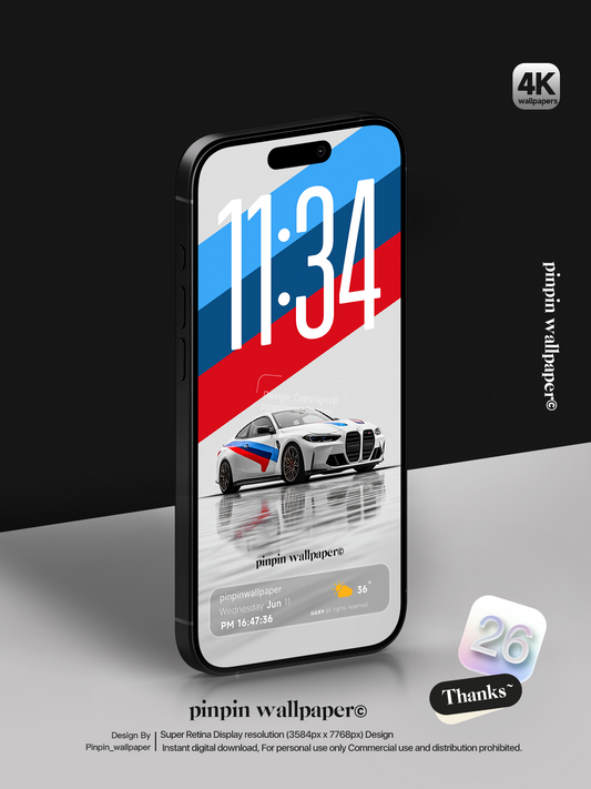 4K HD Phone Wallpaper Background -  Minimalist Gradient Style BMW M4 Car wallpapers for iPhone and Android