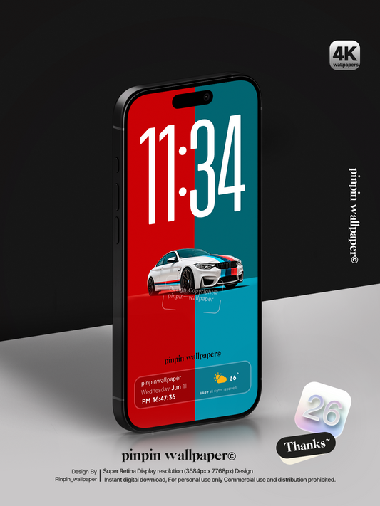 4K HD Phone Wallpaper Background -  Minimalist Gradient Style BMW M4 Car wallpapers for iPhone and Android