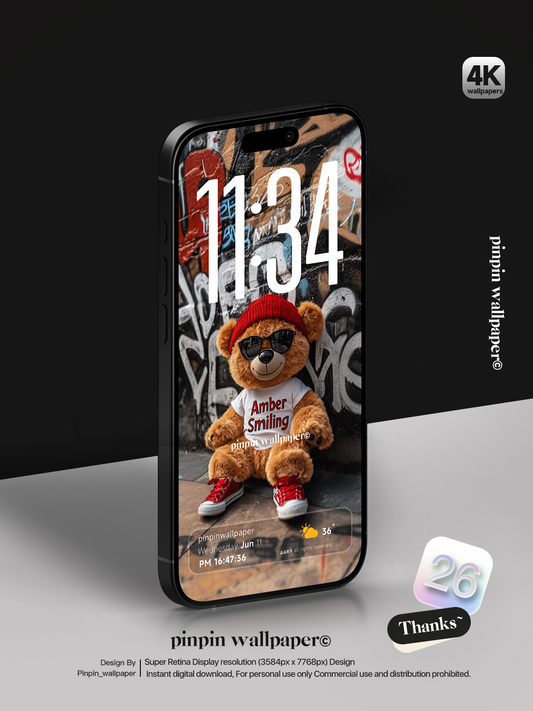 4K HD Phone Wallpaper Background -  Minimalist Gradient Style  Graffiti Style Bear 01 wallpapers for iPhone and Android