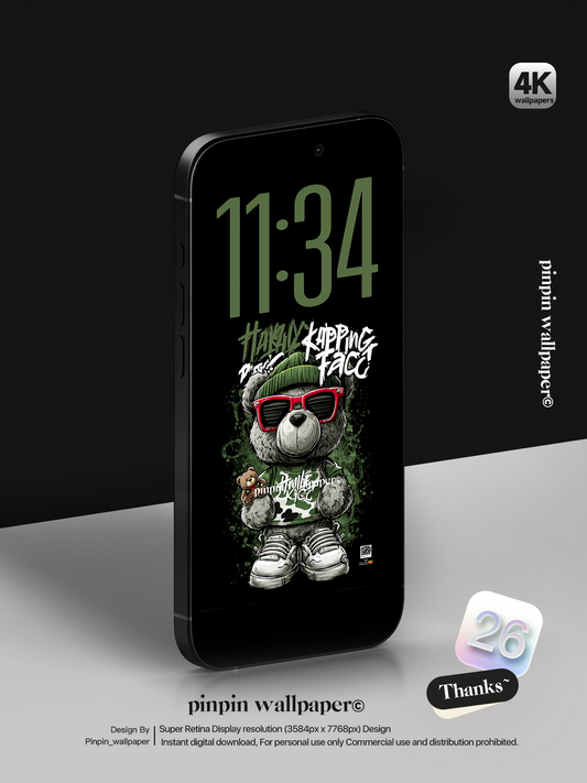 4K HD Phone Wallpaper Background -  Minimalist Gradient Style  Graffiti Style Bear 02 wallpapers for iPhone and Android