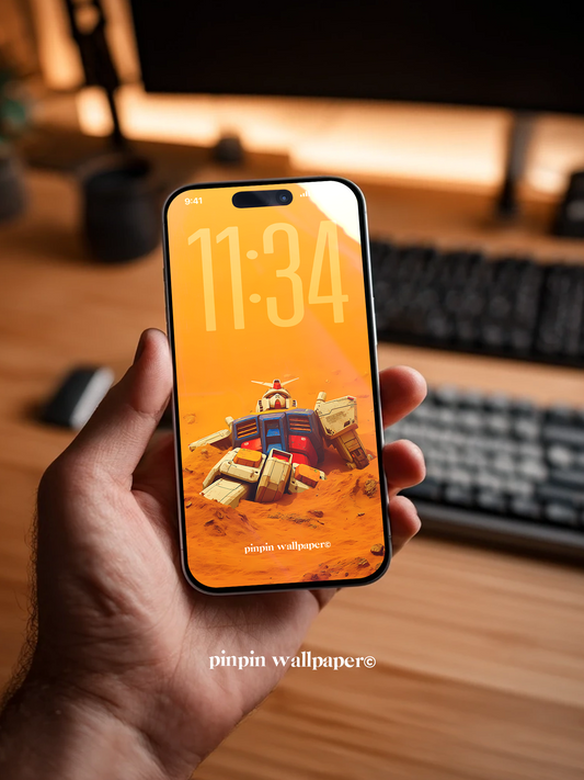 4K HD Mobile Wallpaper Background - NO.5968 Minimalist Gradient Style - Gundam Model phone Wallpaper, Compatible with iPhone and Android Devices