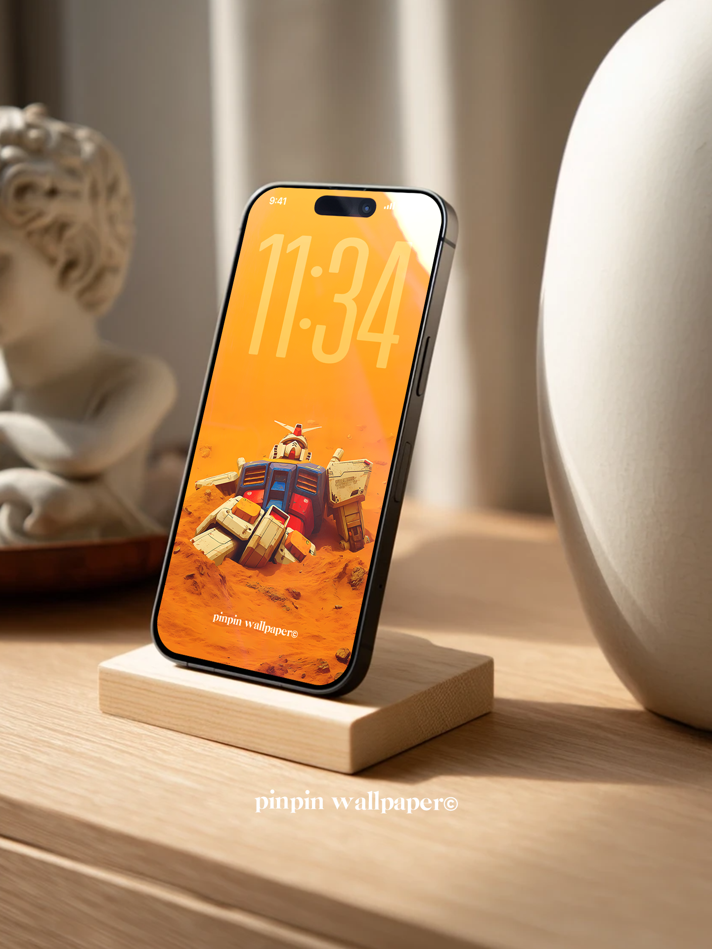 4K HD Mobile Wallpaper Background - NO.5968 Minimalist Gradient Style - Gundam Model phone Wallpaper, Compatible with iPhone and Android Devices