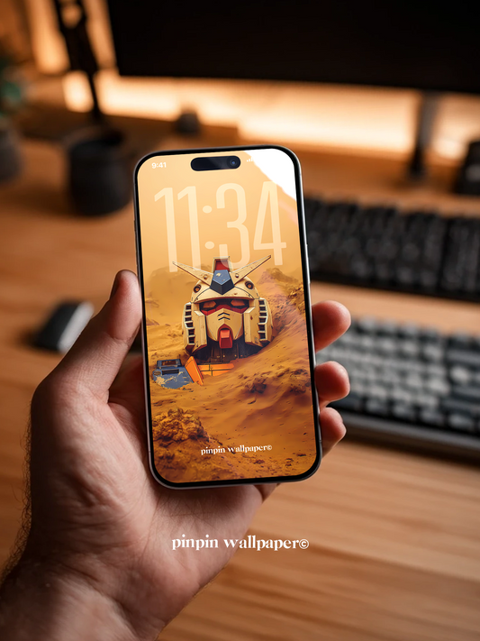 4K HD Mobile Wallpaper Background - NO.5969 Minimalist Gradient Style - Gundam Model phone Wallpaper, Compatible with iPhone and Android Devices