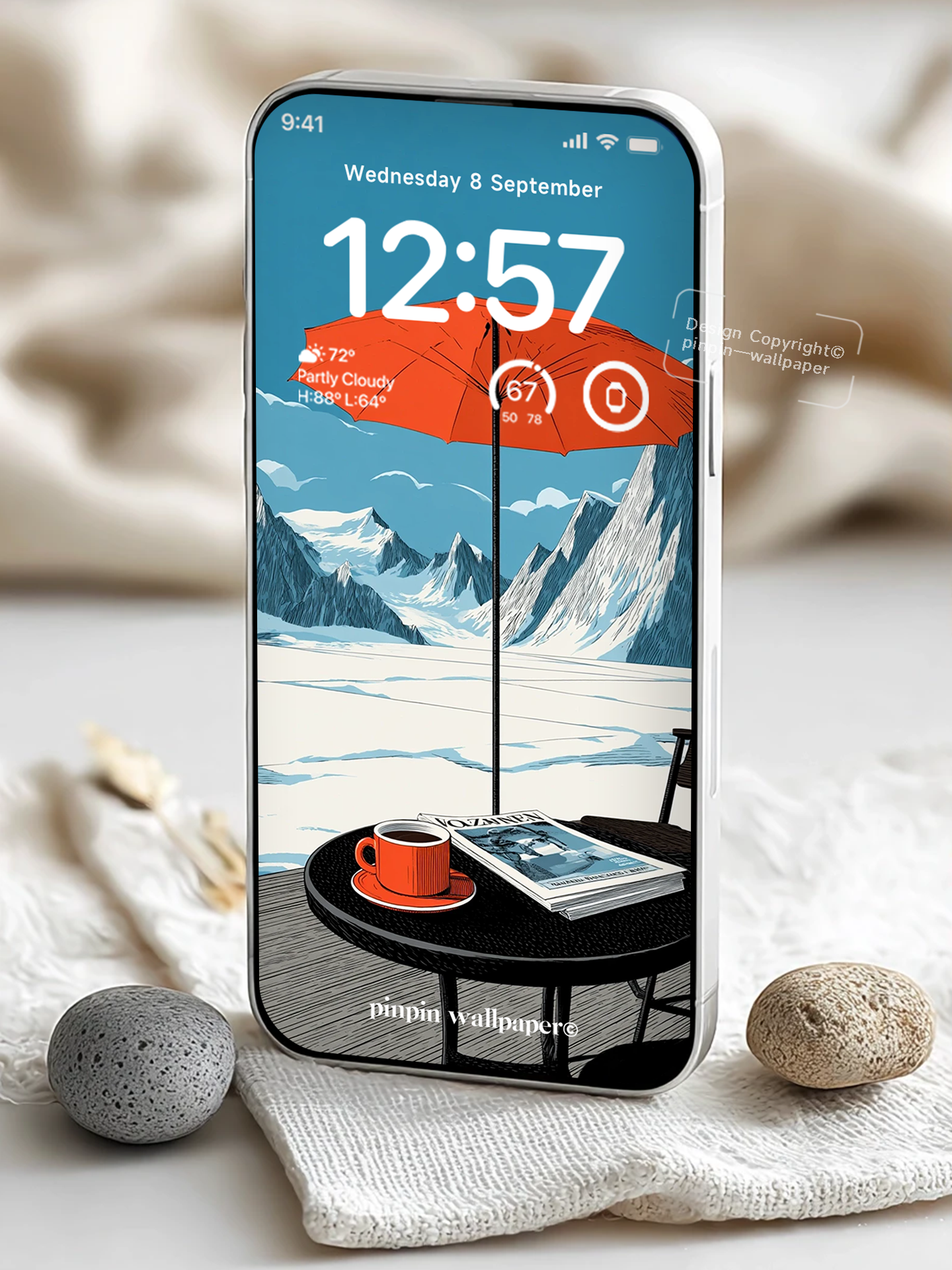 4K HD Mobile Wallpaper Background - NO.6015 Winter Travel Coffee Illustration Style Wallpaper, Compatible with iPhone and Android Devices