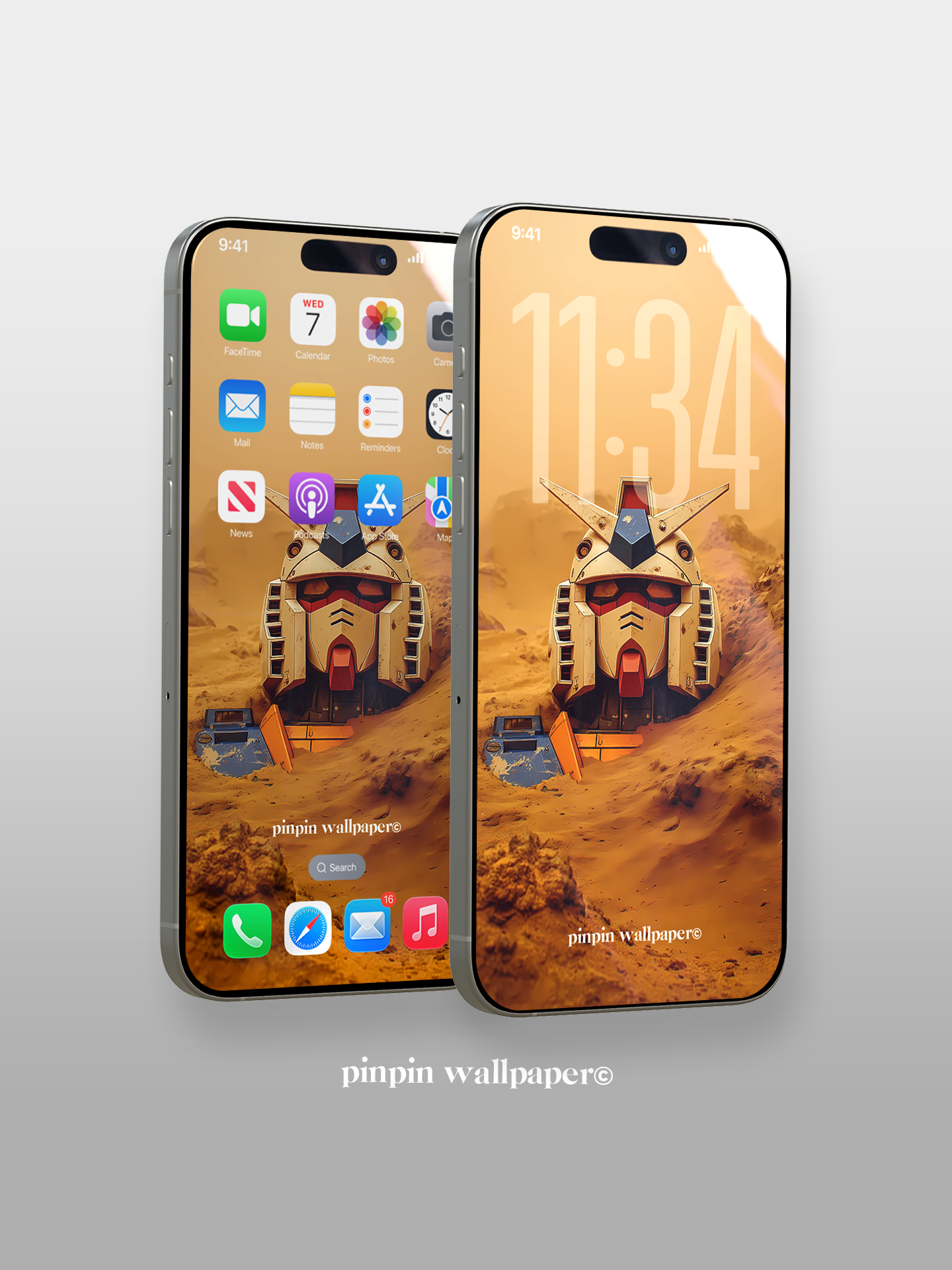 4K HD Mobile Wallpaper Background - NO.5969 Minimalist Gradient Style - Gundam Model phone Wallpaper, Compatible with iPhone and Android Devices